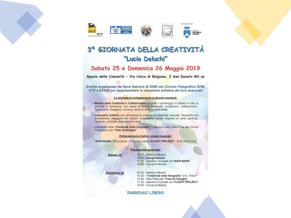 3ª Giornata della Creatività “Lucio Deluchi” – 25 e 26.05.2019
