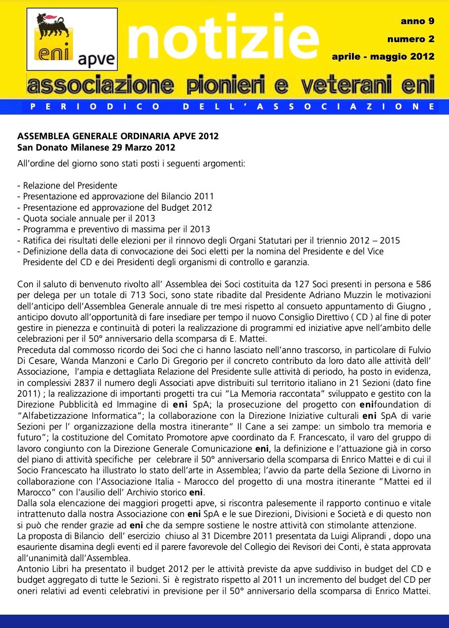 APVE Notizie n.2 – Aprile-Maggio 2012