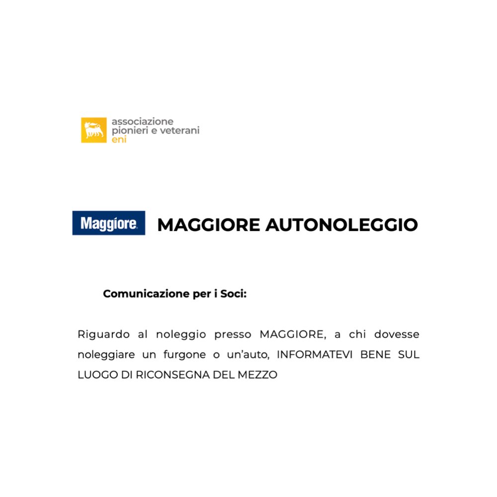 Comunicazione – MAGGIORE Noleggio Auto